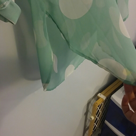 Mint polka dot sheer top!! - Picture 4 of 8