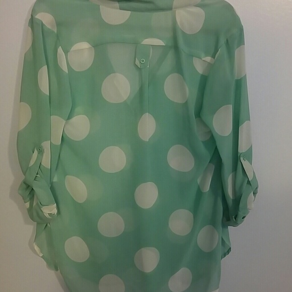Mint polka dot sheer top!! - Picture 6 of 8