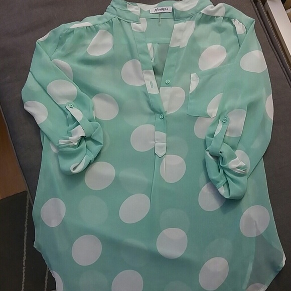Mint polka dot sheer top!! - Picture 8 of 8