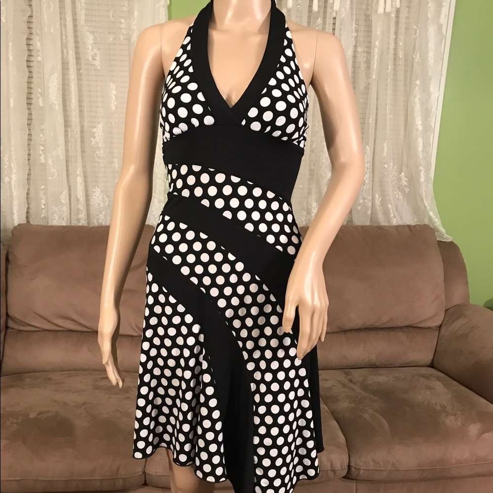 Polka dots black and white dress sz Small