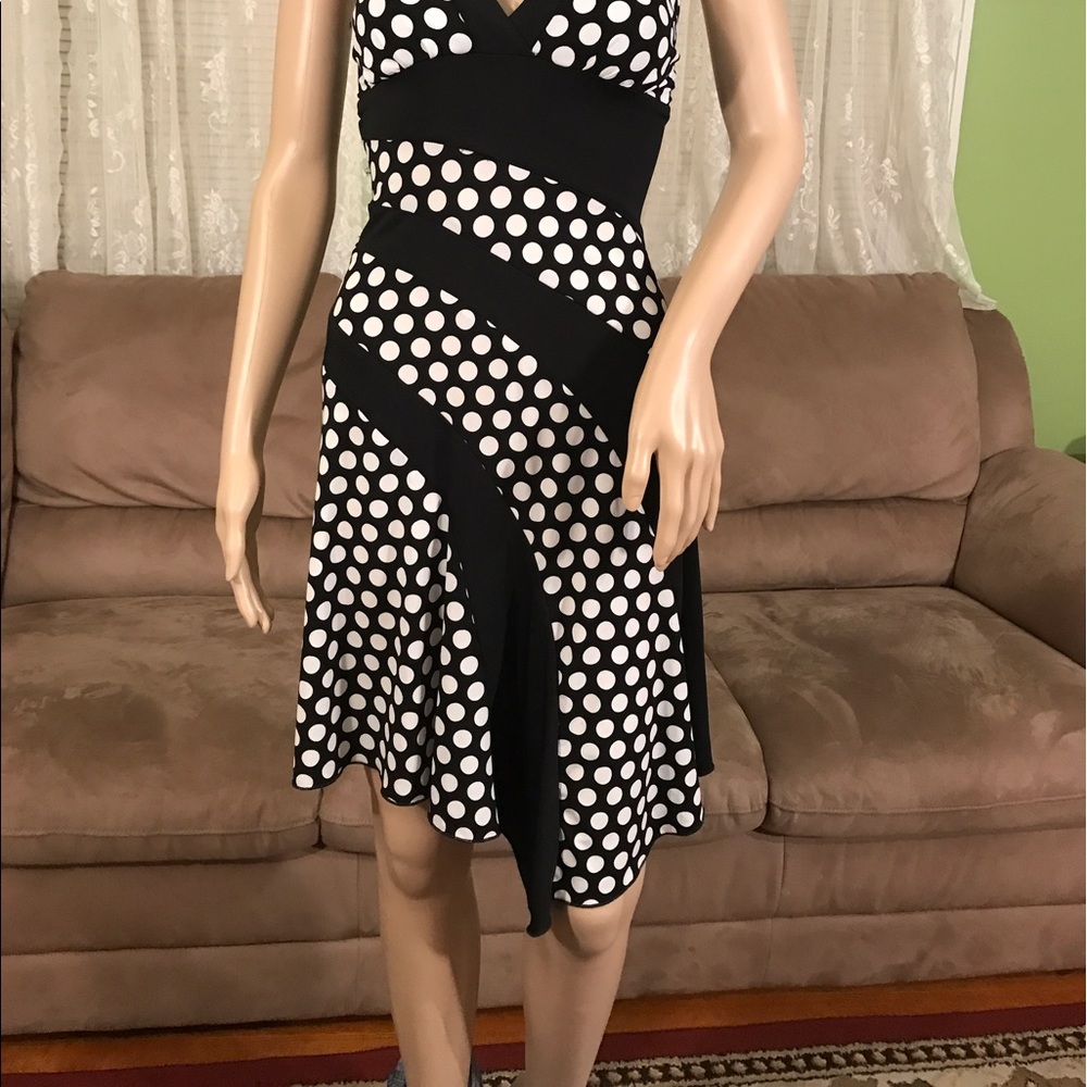 Polka dots black and white dress sz Small - Picture 4 of 6