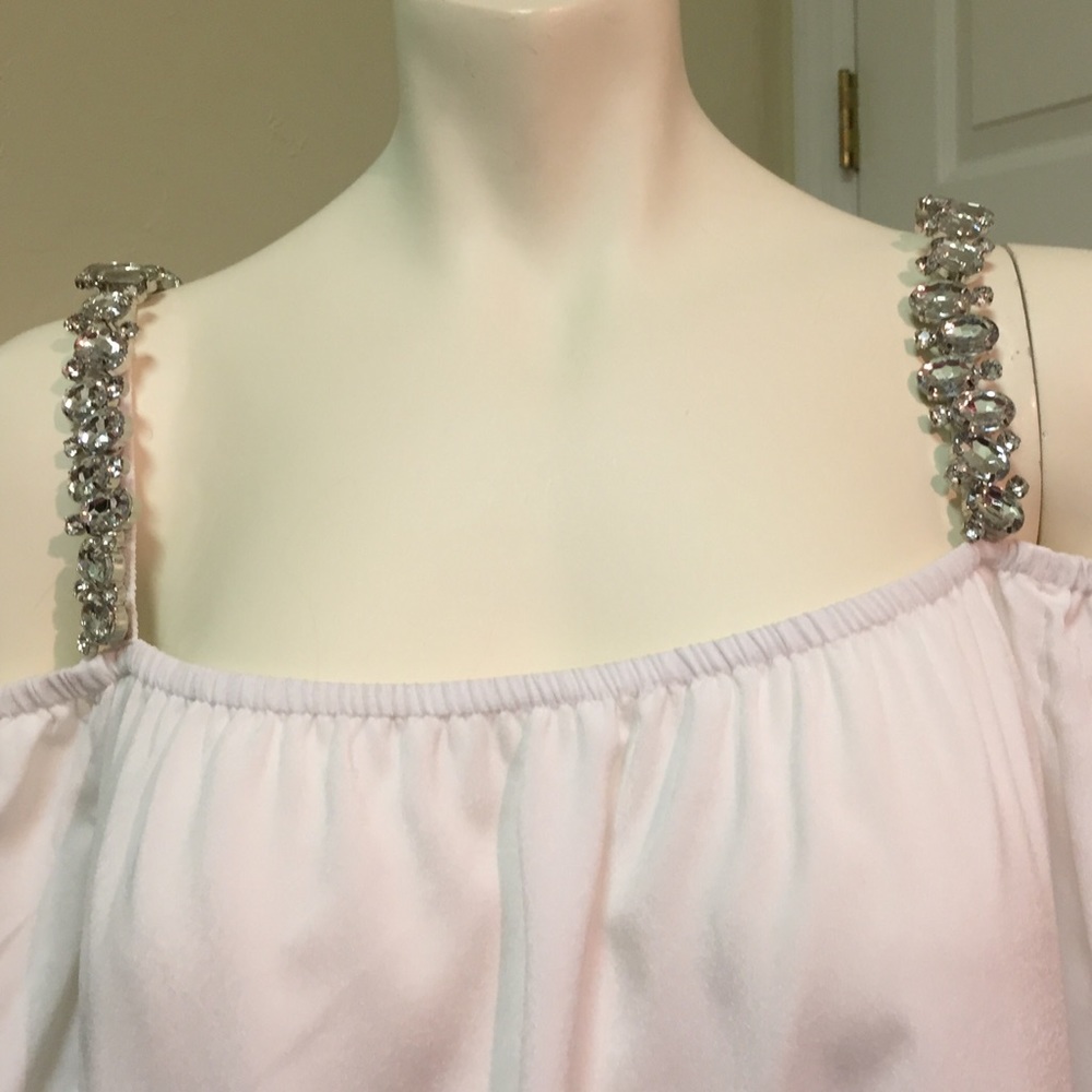 Boston Proper white bling strap shirt size 16