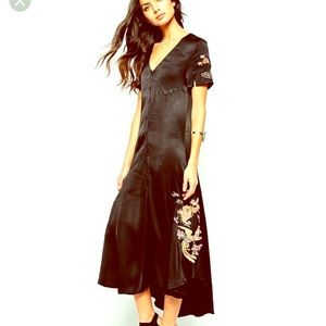 Somedays Lovin Zed Maxi Dress Satin  Embroidered