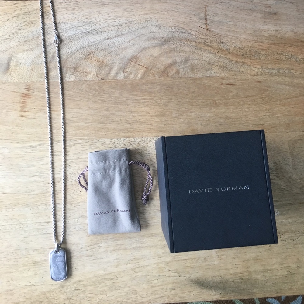 David Yurman Meteorite Dog Tag & DY Box Chain
