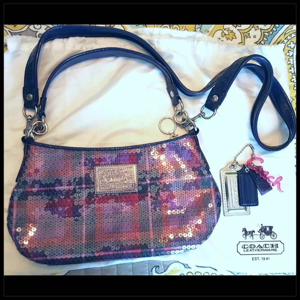 Coach Poppy Sequin Plaid Hand Bag Limited Edition