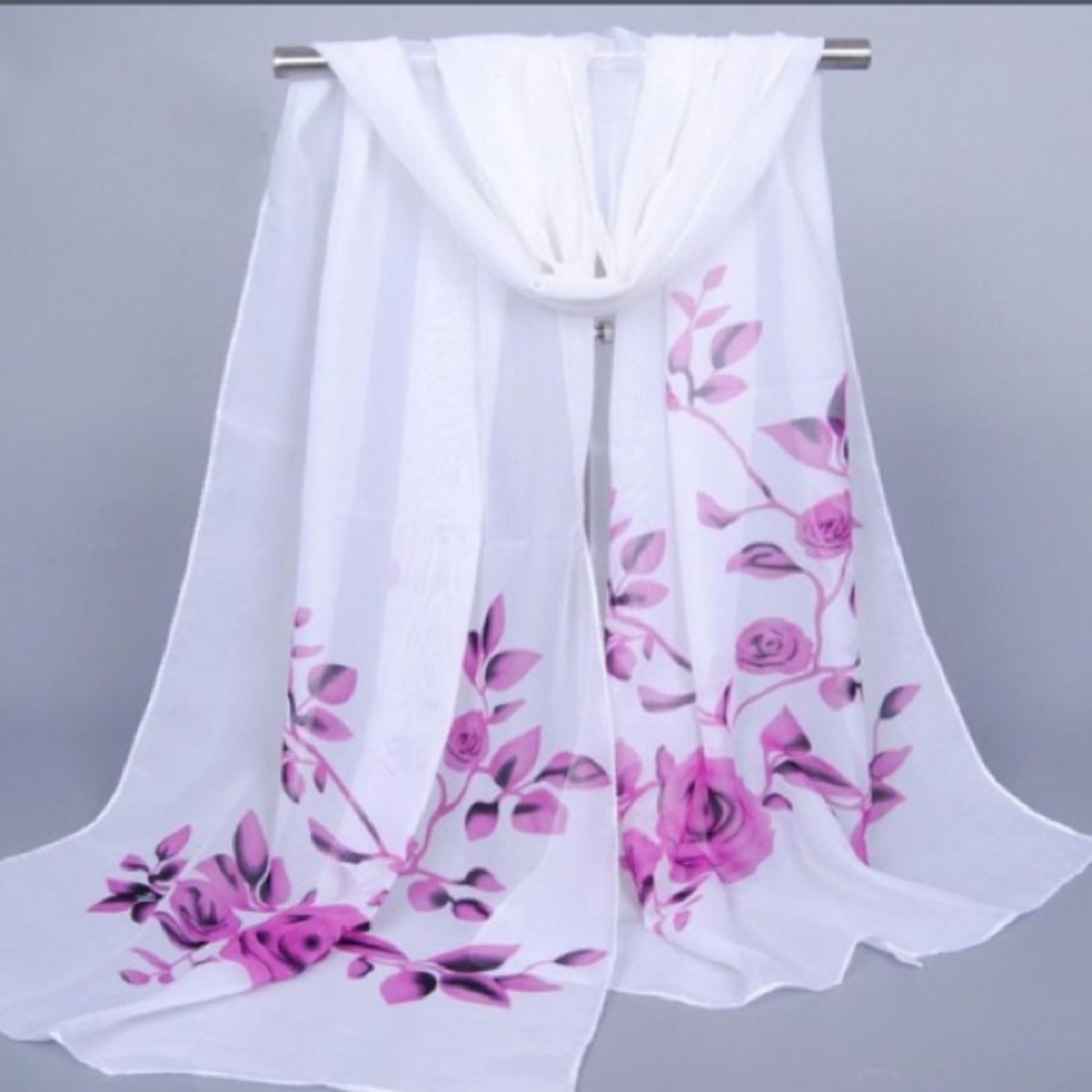 Beautiful Purple & White Chiffon Scarf.