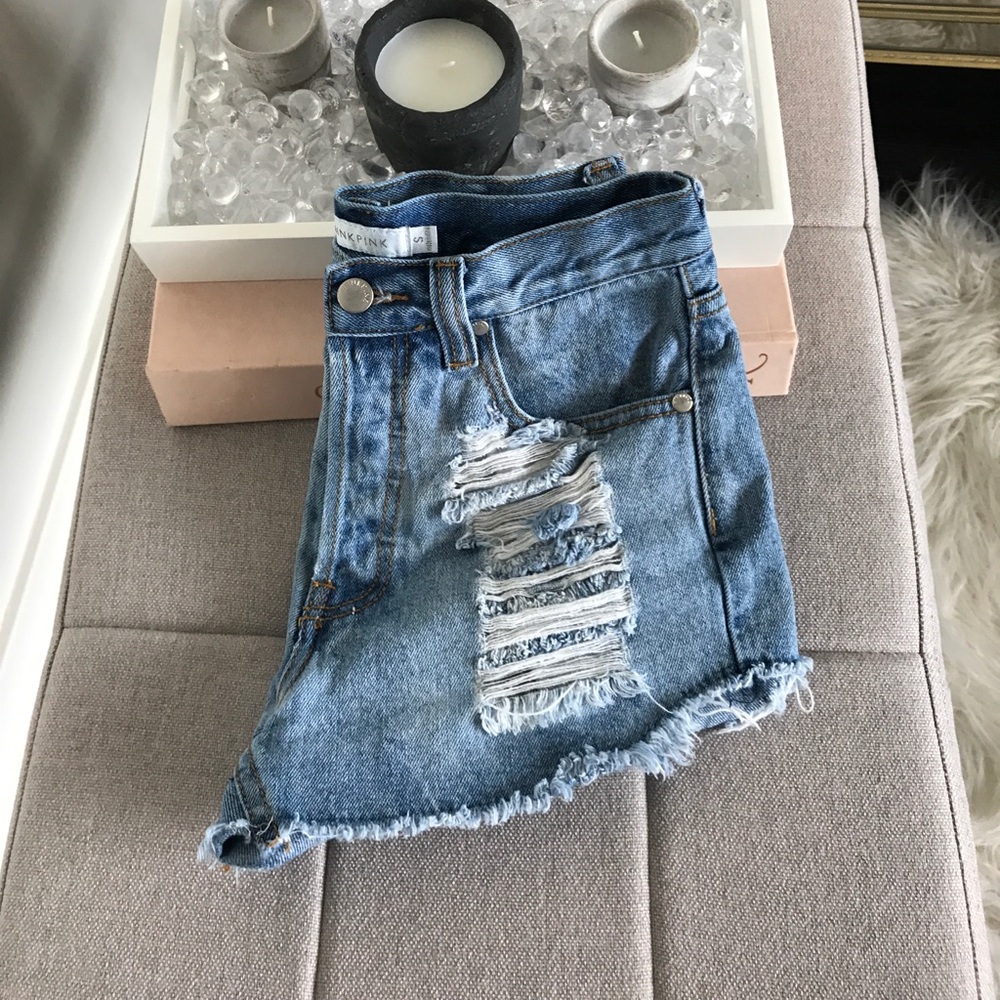 MINKPINK High Waisted Slasher Distressed Short