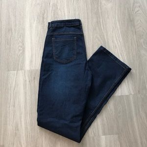 Denim Co. dark wash straight mid rise jeans