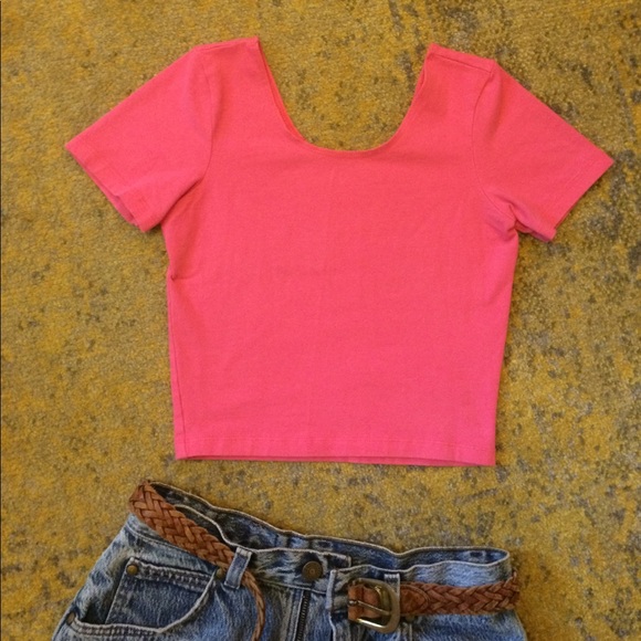 Flamingo Pink AA Crop Top - Picture 2 of 3