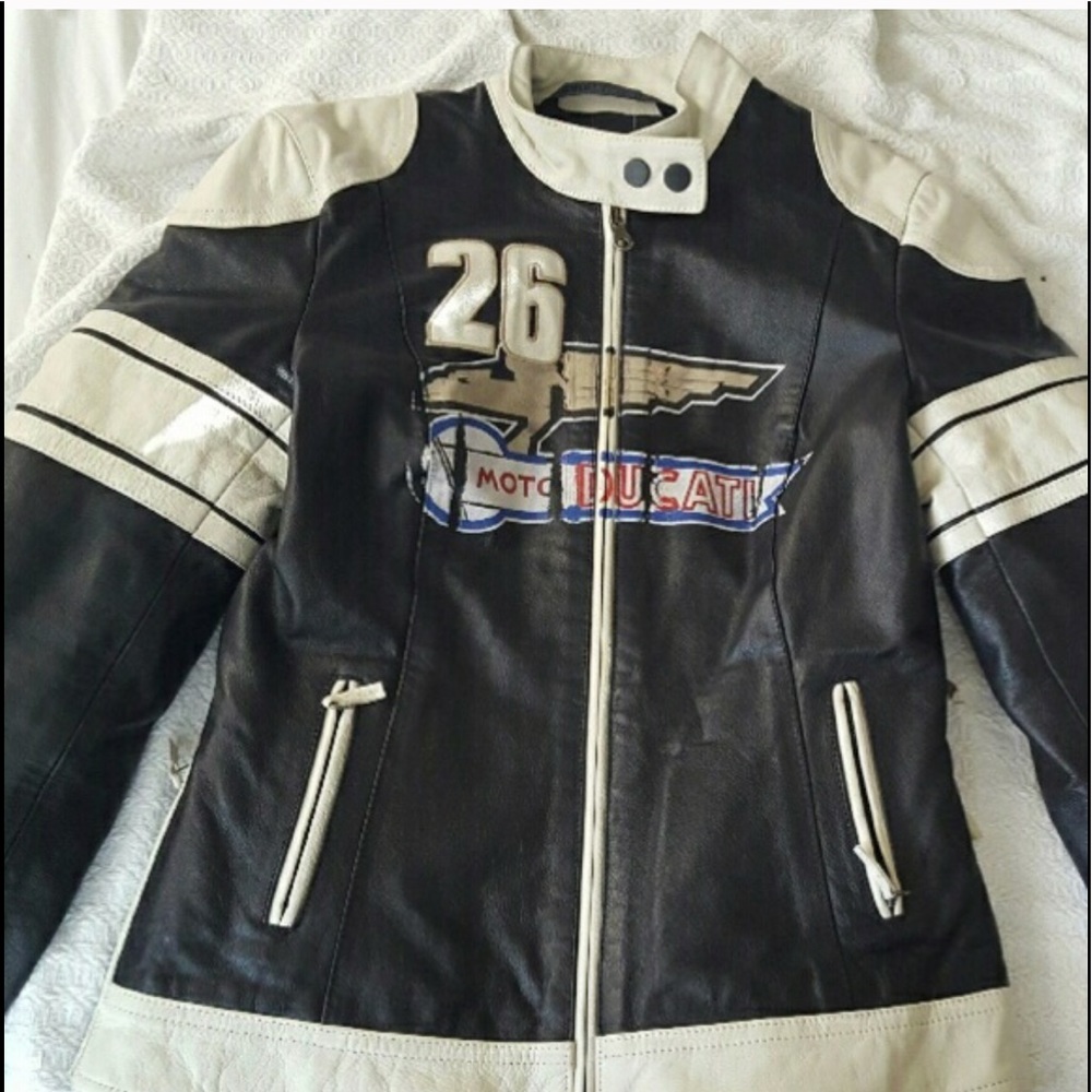 Leather racing jacket made in Italy