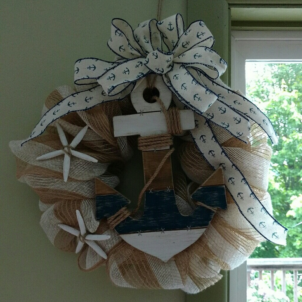 Nautical burlap wreath