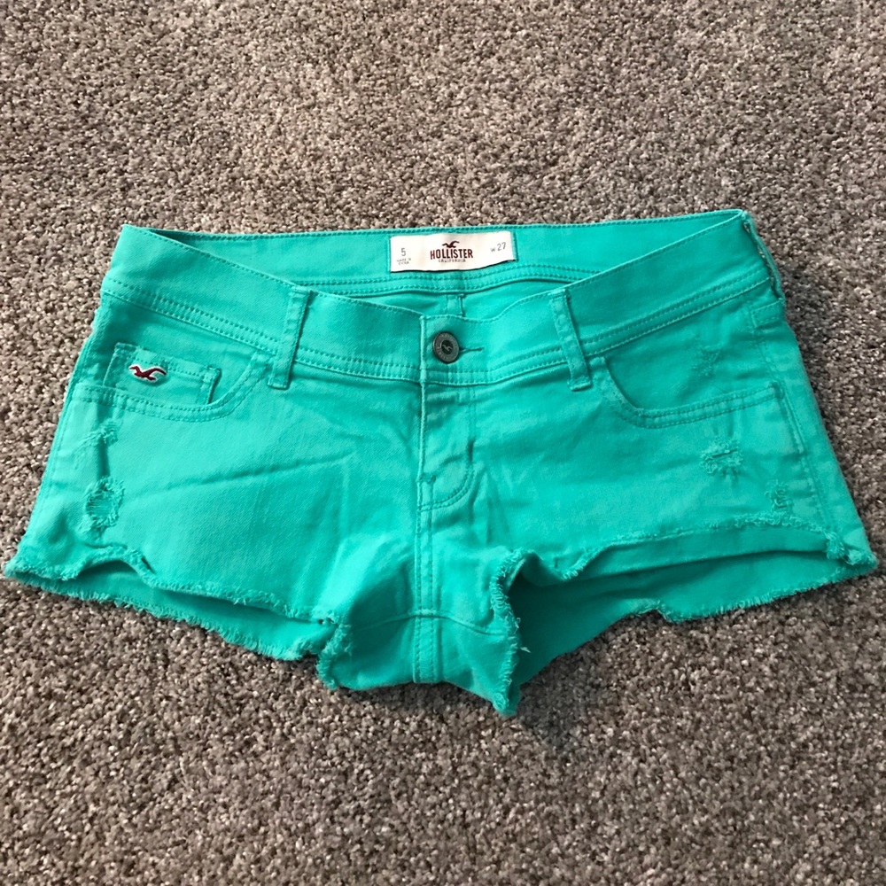 Hollister green jean shorts