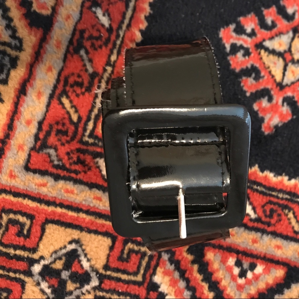 Vintage Black Patent Waist Belt