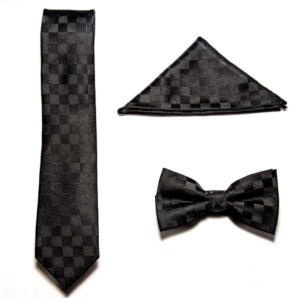 Black Jack- Pure Silk 3 Piece Bow Tie Set