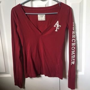 classic red v-neck long sleeve