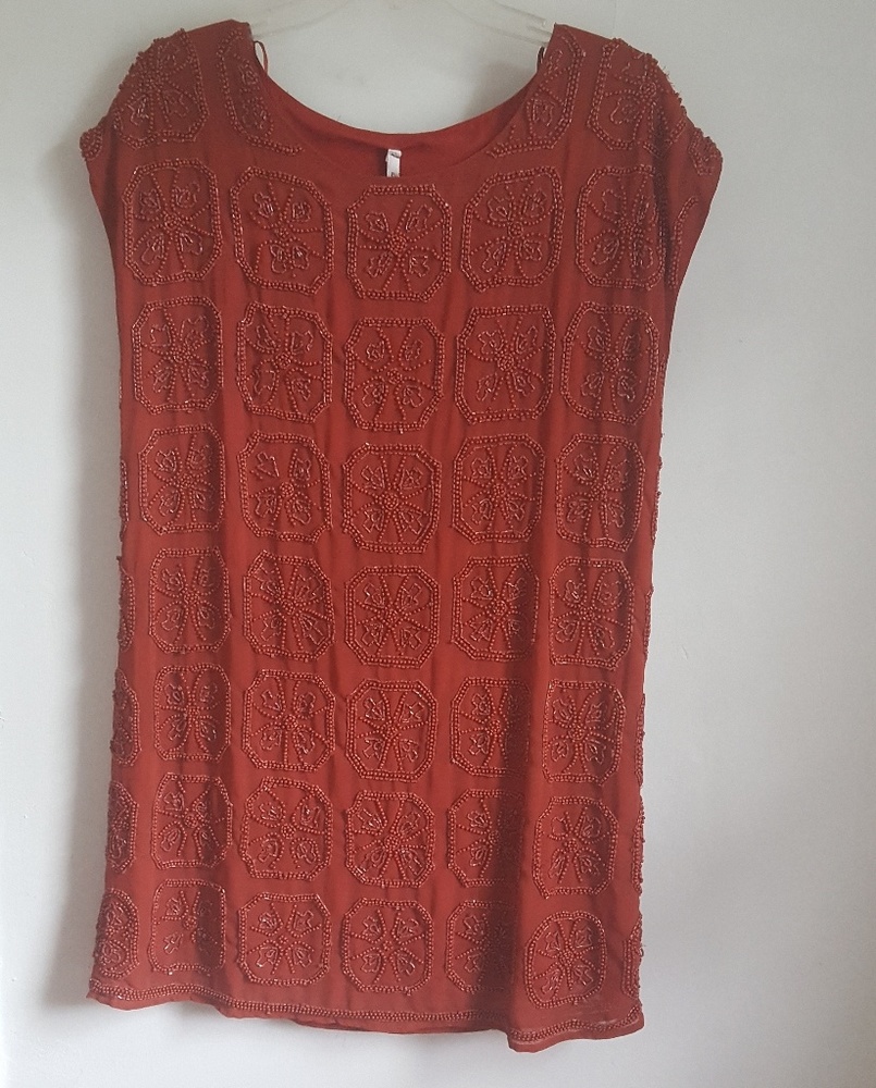 Pull over beaded mini dress