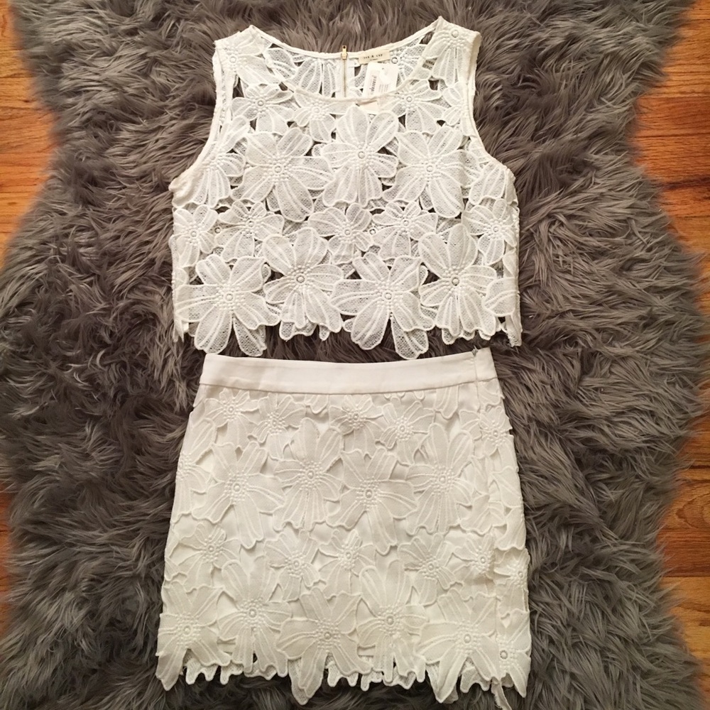 Lacy white top and bottom set