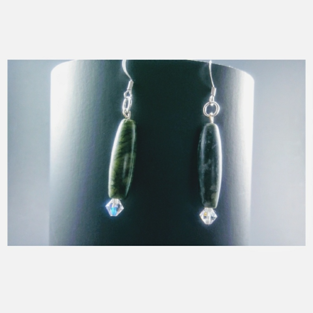 Serpentine & Swarovski earrings