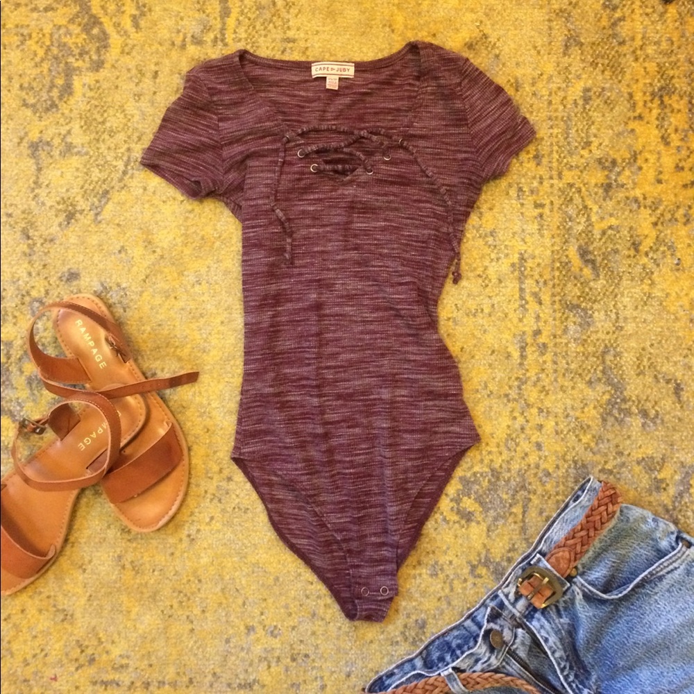CJ Maroon Lace-up Onesie