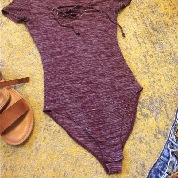 CJ Maroon Lace-up Onesie - Picture 3 of 4