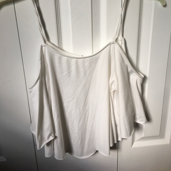 flowy open shoulder white top - Picture 1 of 4