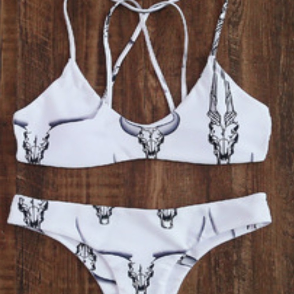 White bikini with black accents