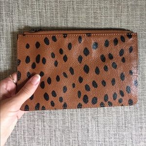 Leopard print leather pouch