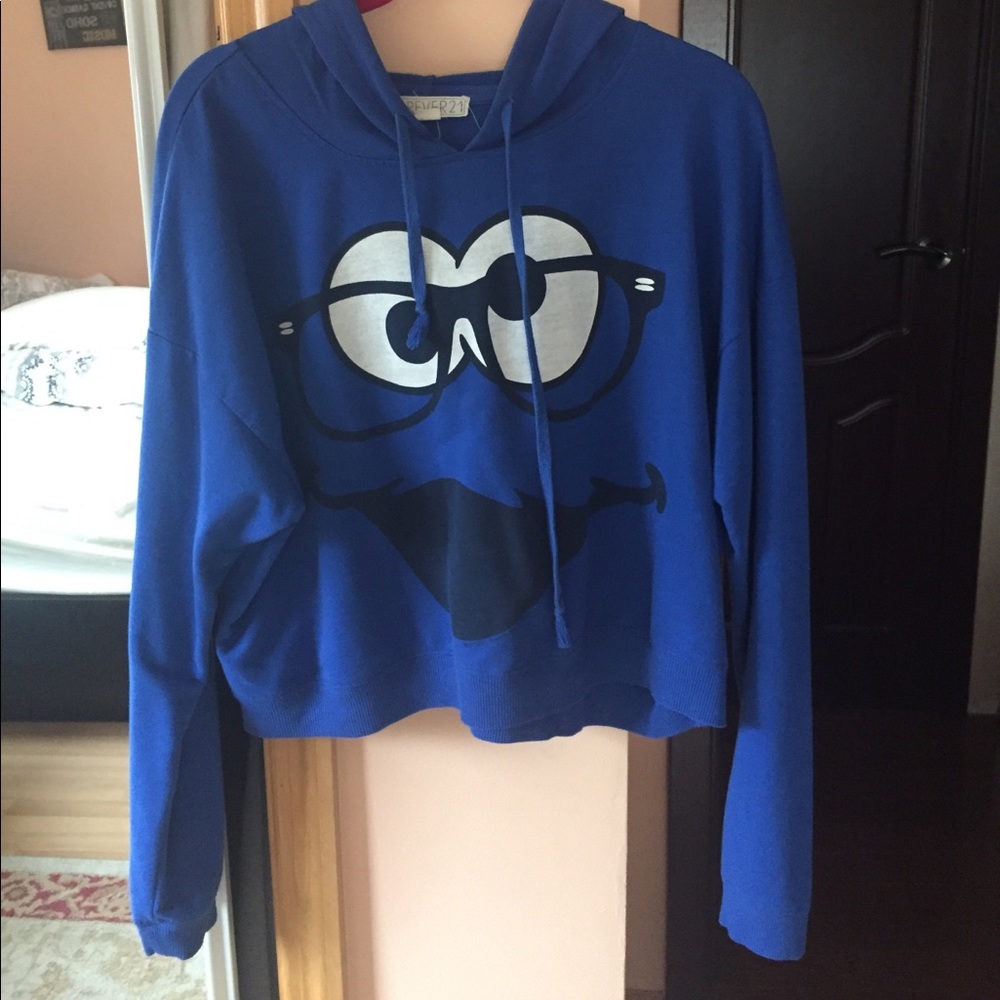 F21 royal blue cropped sweater
