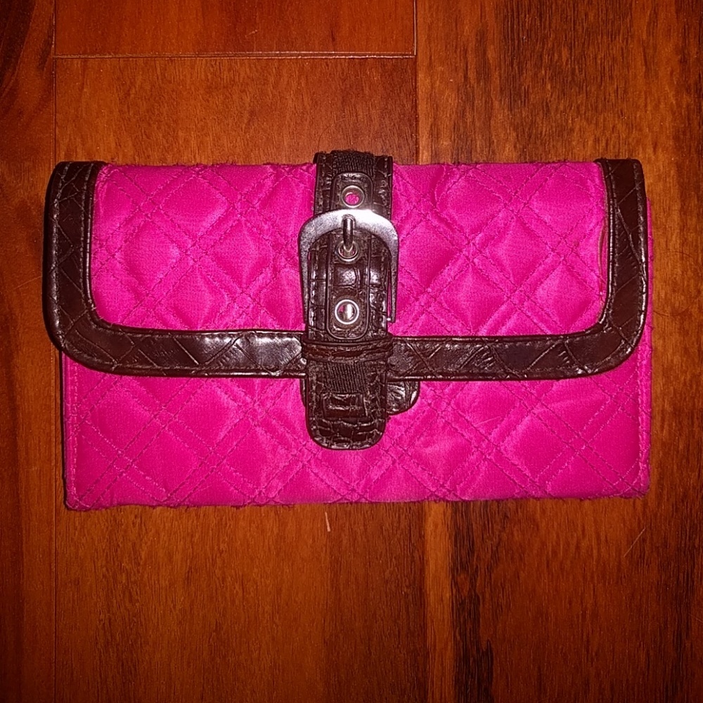 FINAL SALE Pink and Brown Clutch Wallet