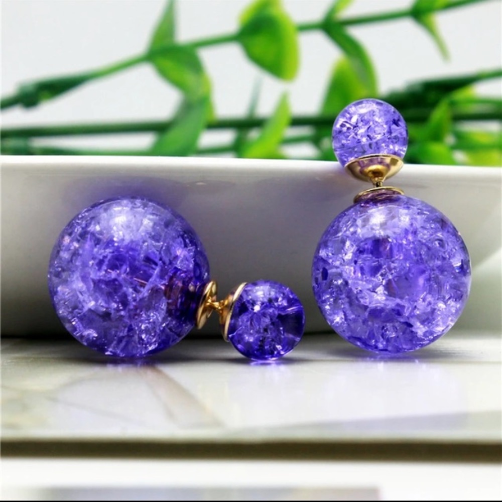 Double sided purple earrings