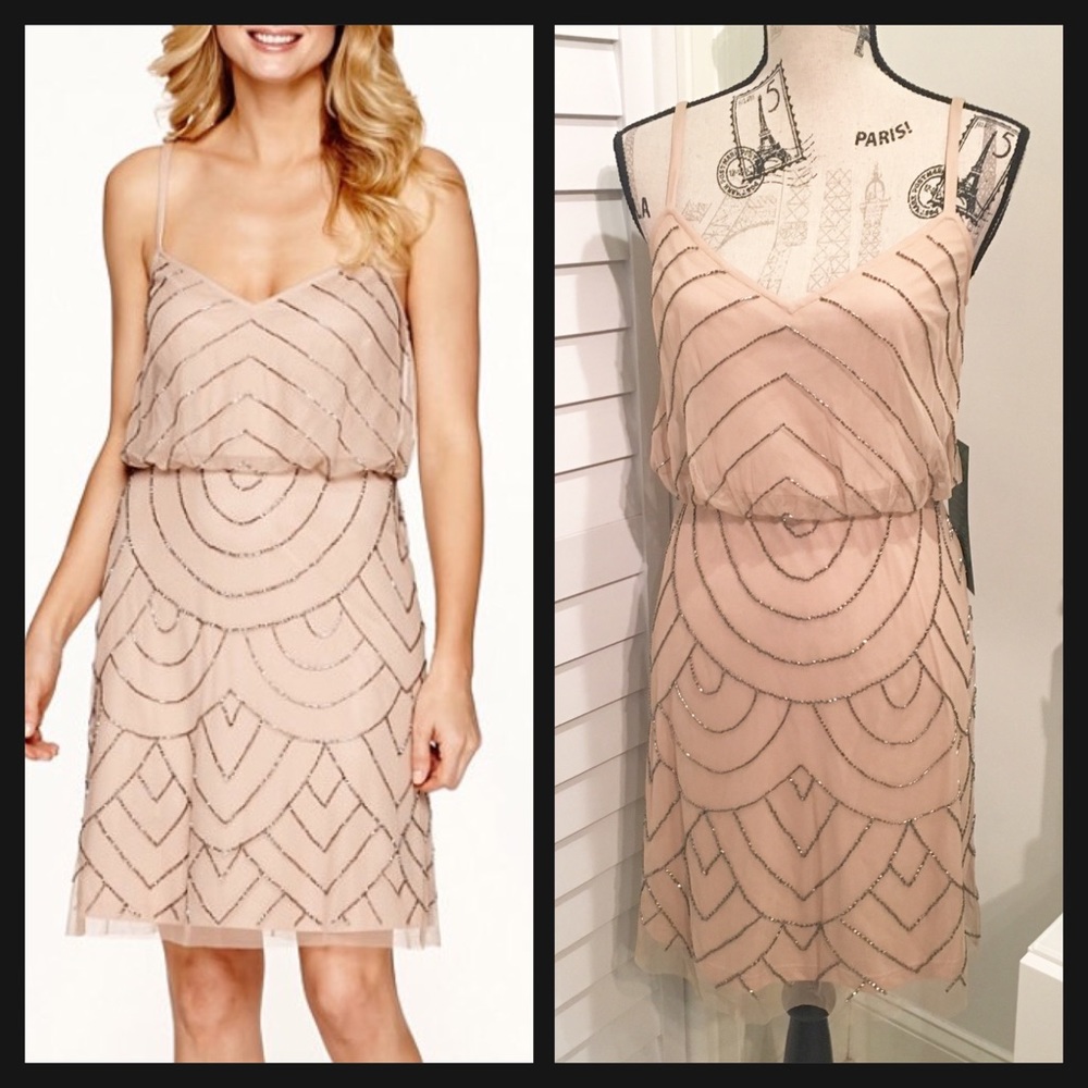 NWT Stunning Beaded Mini Blouson Dress