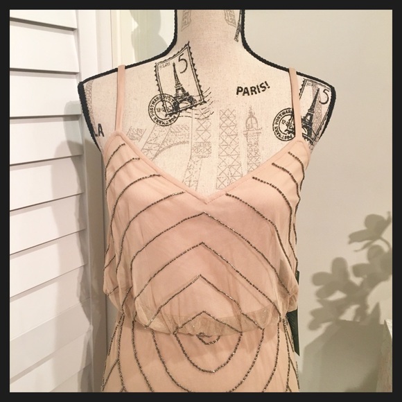 NWT Stunning Beaded Mini Blouson Dress - Picture 5 of 5