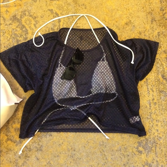 Navy Mesh AA Cropped Mesh Tank - Picture 3 of 4