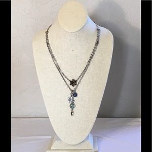 Fossil Silver Multi-Strand Charm Necklace