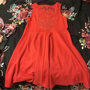Red skater dress with skull back
