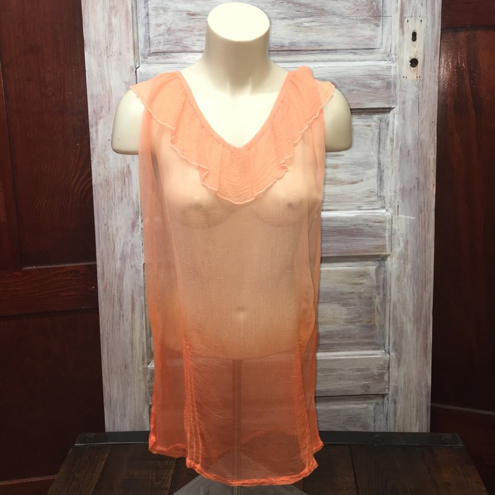 Sweater Girl Ombré Orange Sheer Tank