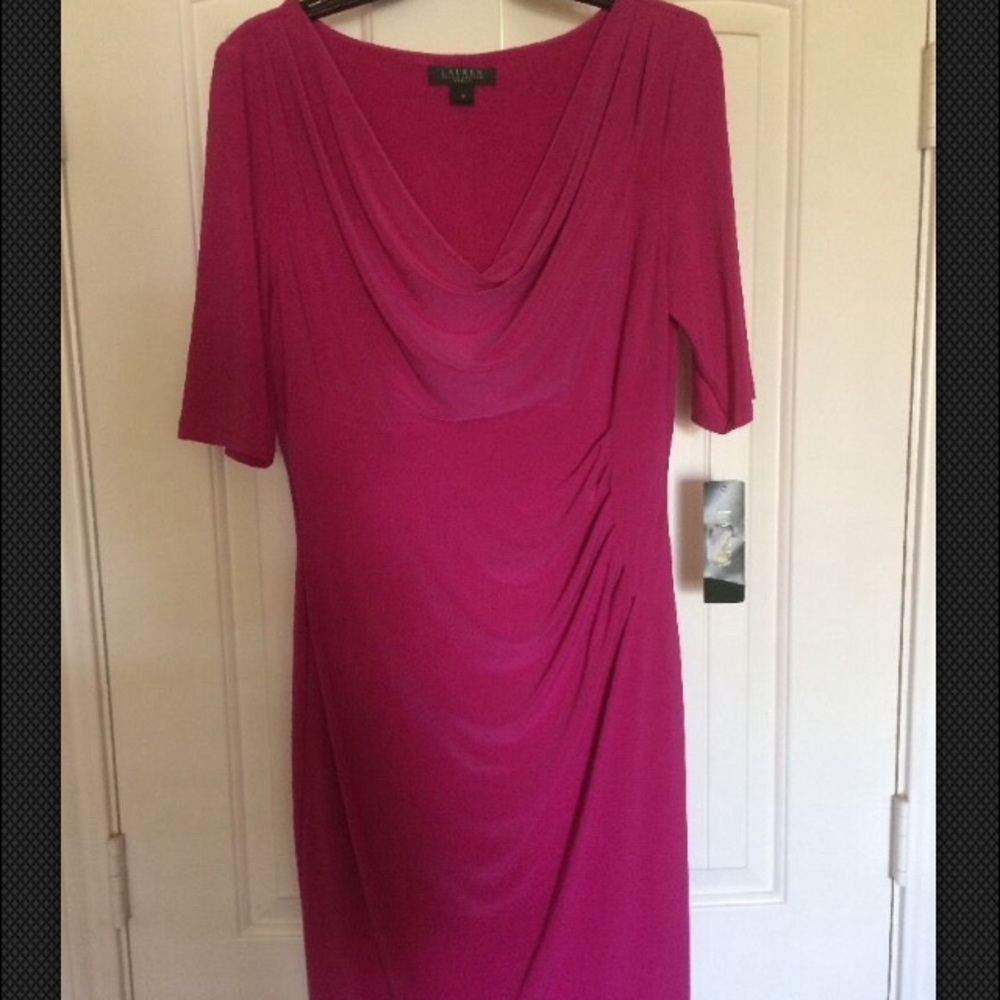 Ralph Lauren Dress, Waterfall Neckline, Size 12