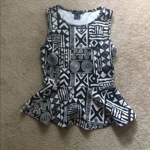 Patterned black and white tang top