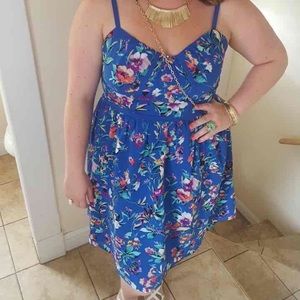 Blue floral a line dress