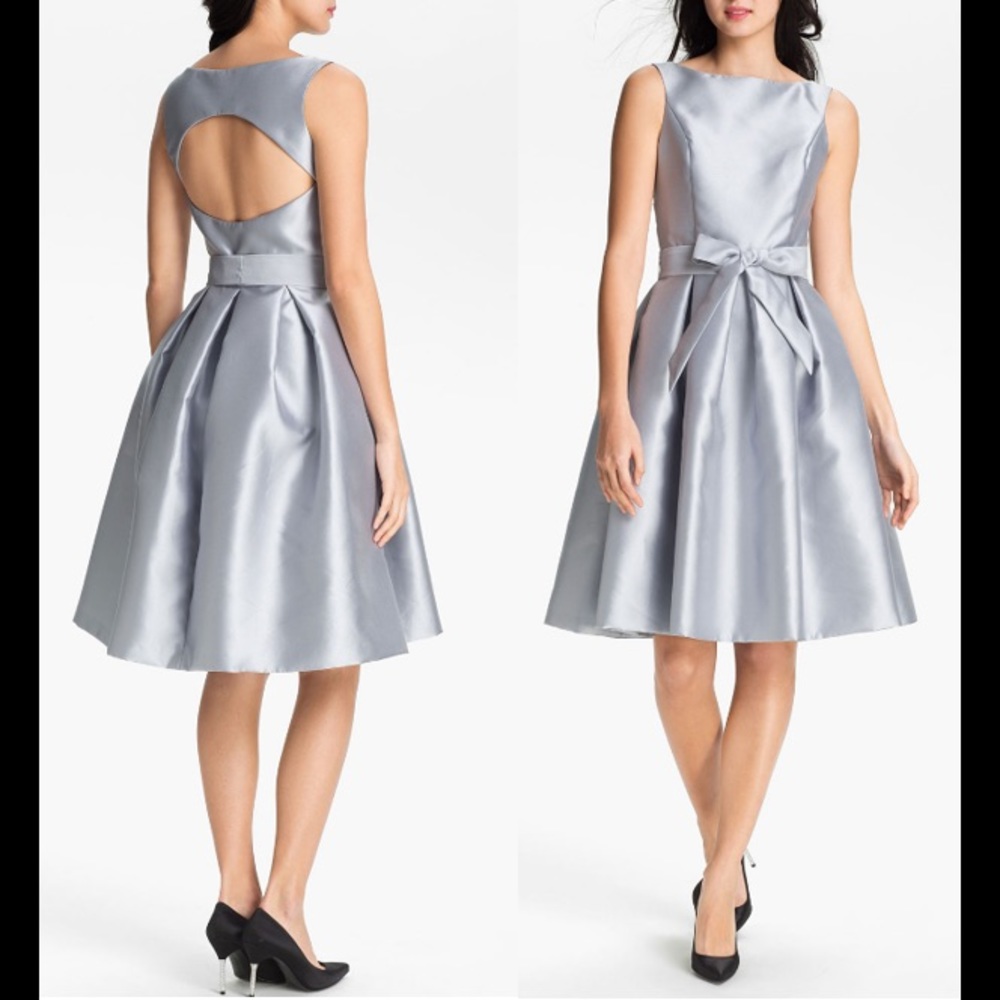 Satin Fit & Flare Dress with Pockets