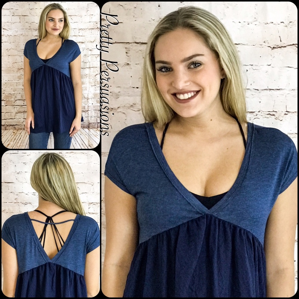 CLEARANCE‼️ NWT Denim Blue Babydoll Top - Picture 4 of 4