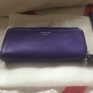 Purple Double Zipper Zip Around Wallet