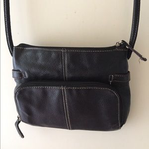 Tignanello Black Leather Crossbody Bag