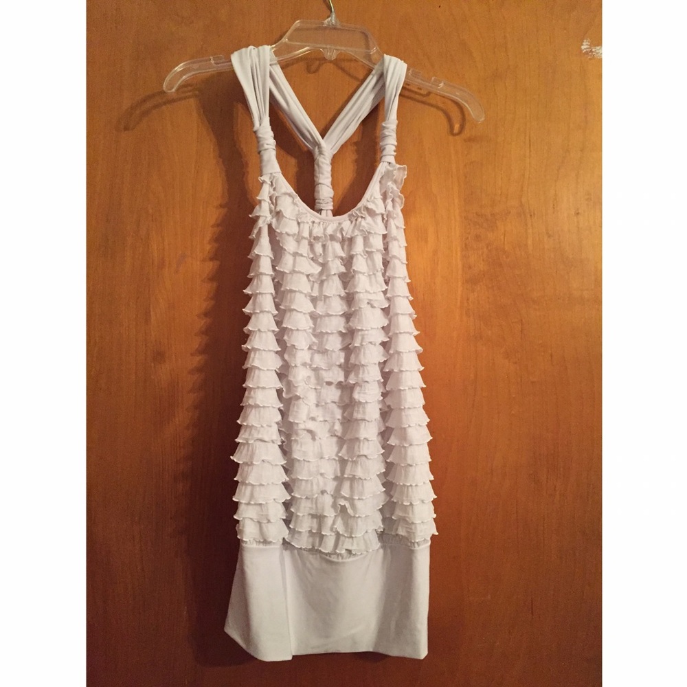 White ruffle blouse