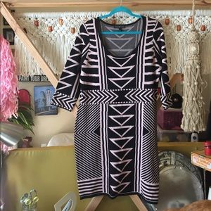 Knit patterned knee length dress