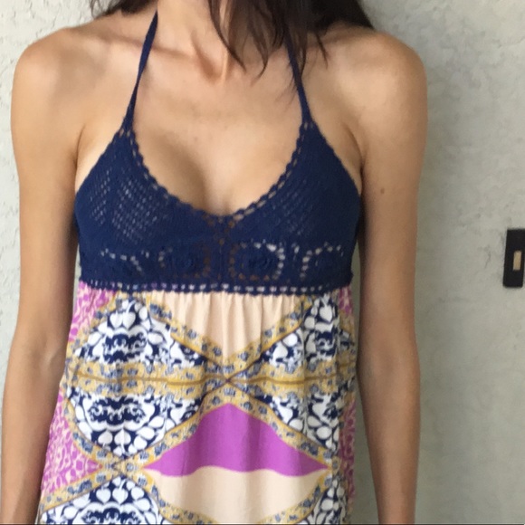 Bohemian Blue Crochet Maxi Dress - Picture 3 of 4