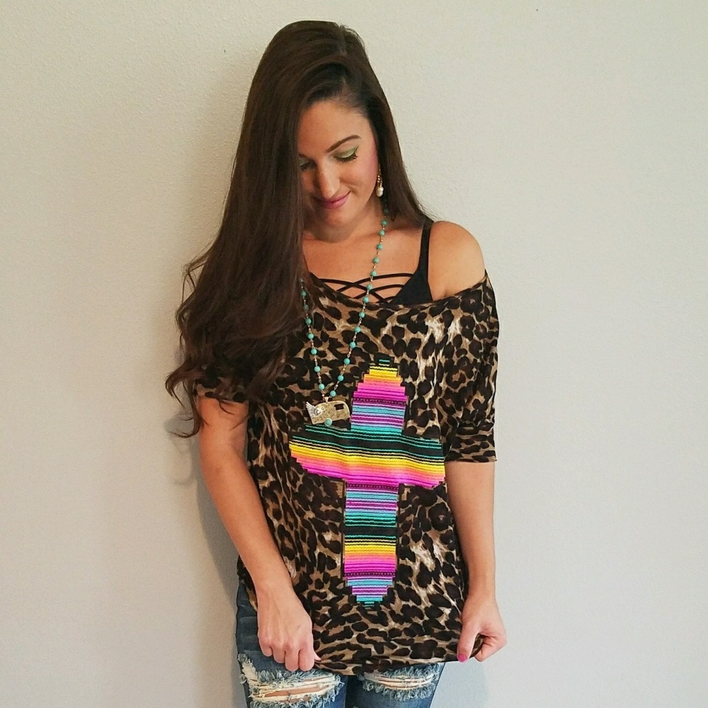 Leopard Serape Top