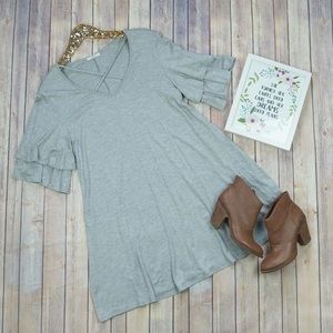NWOT Gray Ruffle Sleeve Dress