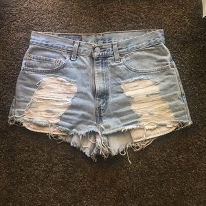 Levi's Distressed High Waisted Shorts