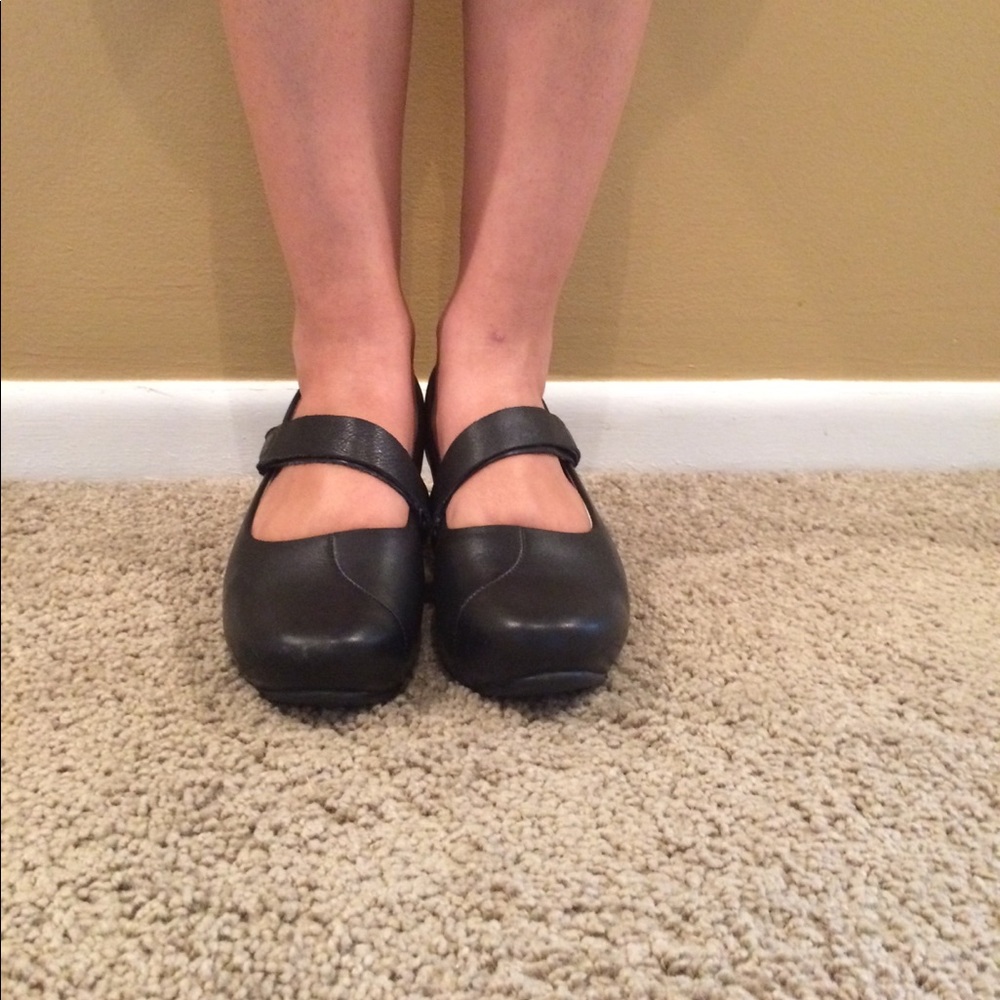 Tsubo black Mary Jane strap wedge shoe